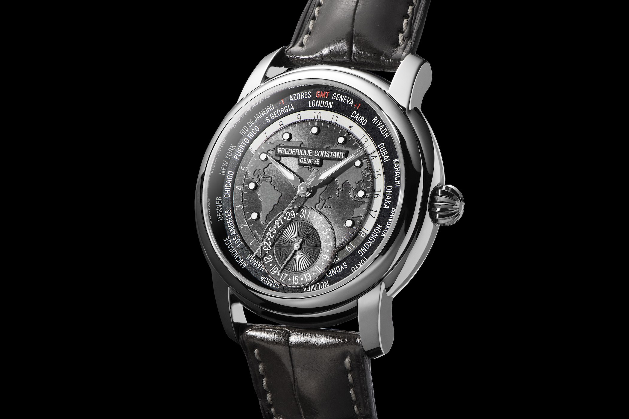 Frederique Constant Classic Worldtimer Manufacture with Grey Dial 2
