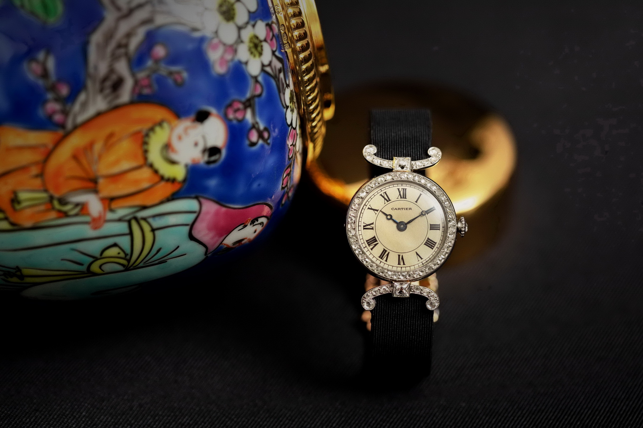 7. Cartier Round Platinum and Diamond Wristwatch 1919