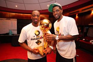 Co Captains Wade Haslem with their 2nd NBA Trophy LDs