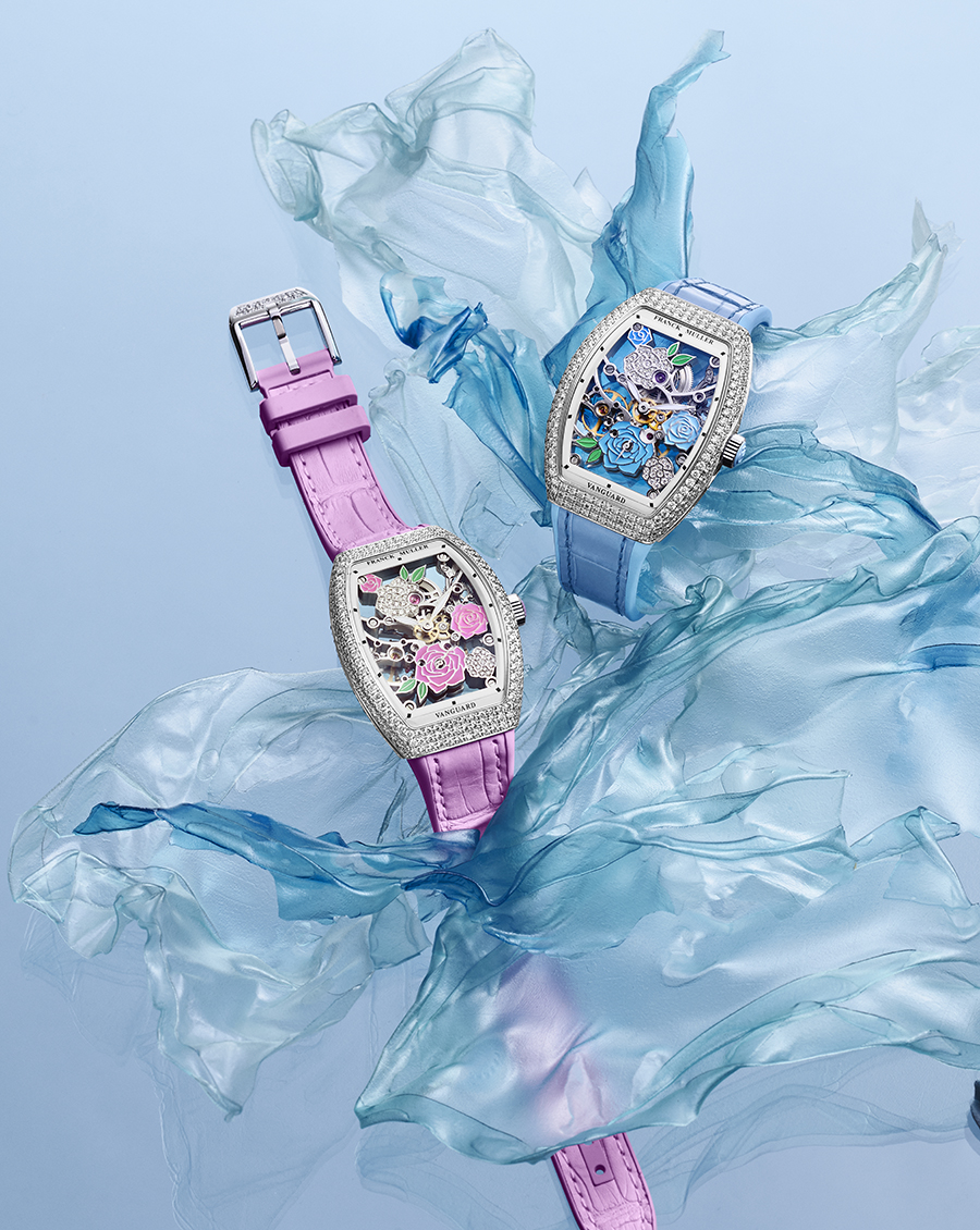 Vanguard Rose Skeleton White Gold in Pink and Blue