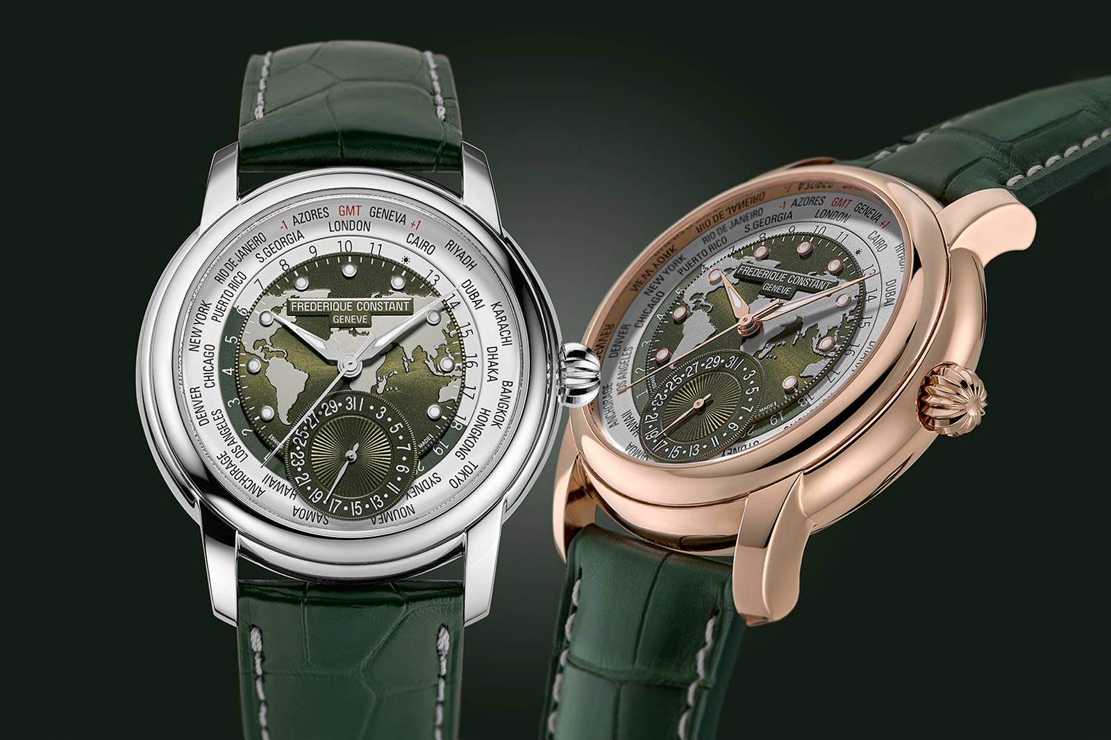 Frederique Constant Classic Worldtimer Manufacture Green 001