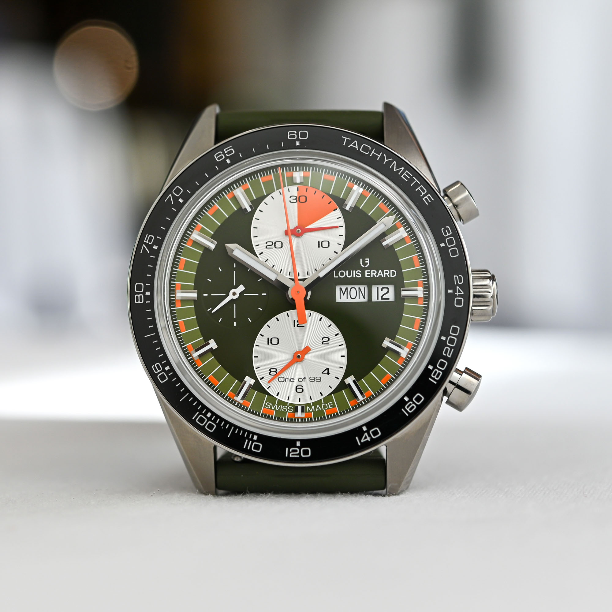 review louis erard 2300 chronograph sport titanium rainbow khaki blue 2024 limited editions 2